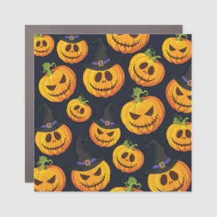 Halloween Pumpkin: Vintage Witch Pattern Car Magnet