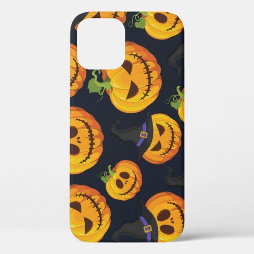 Halloween Pumpkin Vintage Witch Pattern iPhone 12 Case