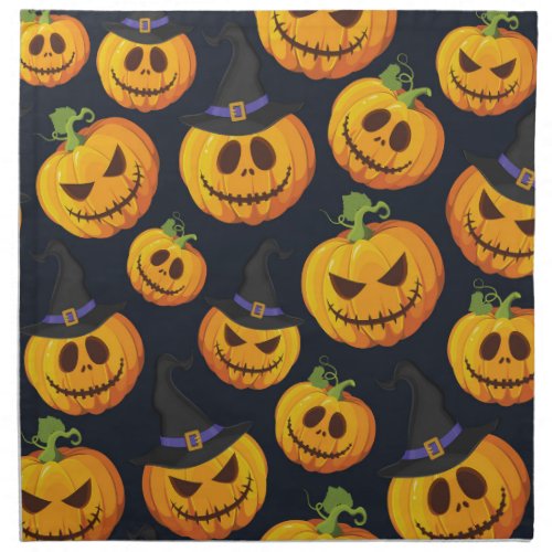 Halloween Pumpkin Vintage Witch Pattern Cloth Napkin