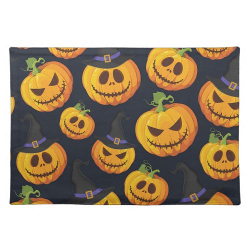 Halloween Pumpkin Vintage Witch Pattern Cloth Placemat