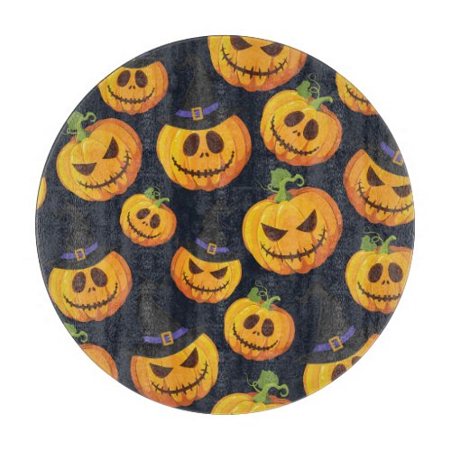 Halloween Pumpkin Vintage Witch Pattern Cutting Board