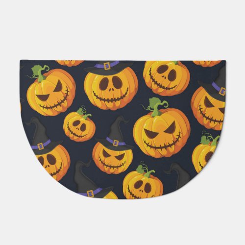 Halloween Pumpkin Vintage Witch Pattern Doormat