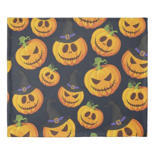 Halloween Pumpkin Vintage Witch Pattern Duvet Cover