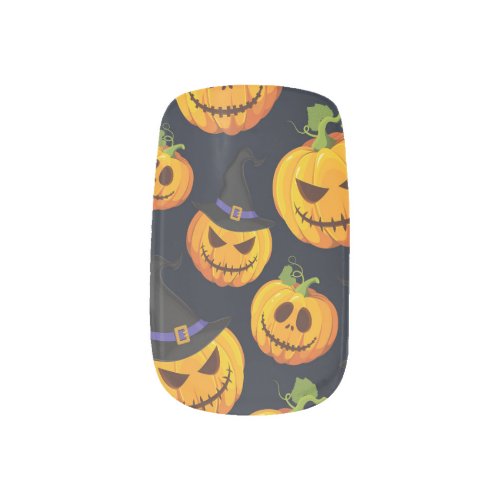 Halloween Pumpkin Vintage Witch Pattern Minx Nail Art