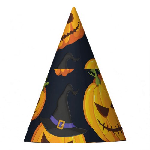 Halloween Pumpkin Vintage Witch Pattern Party Hat