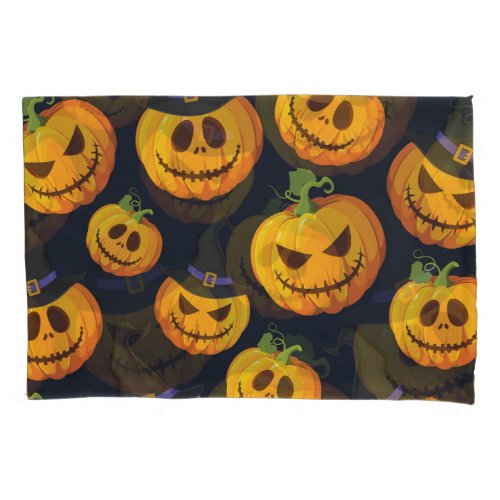Halloween Pumpkin Vintage Witch Pattern Pillow Case