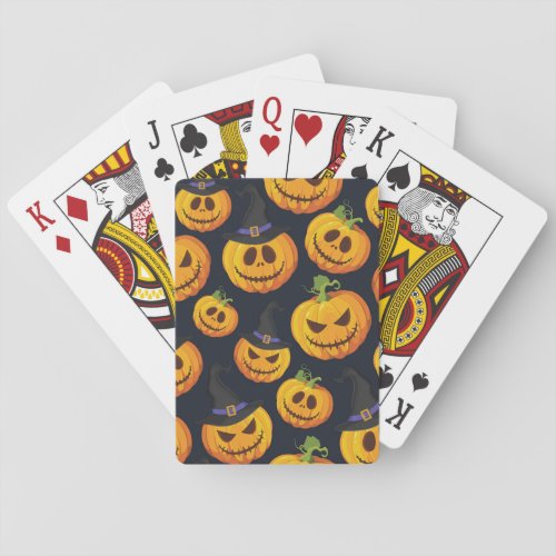 Halloween Pumpkin Vintage Witch Pattern Playing Cards