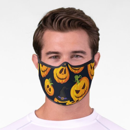 Halloween Pumpkin Vintage Witch Pattern Premium Face Mask