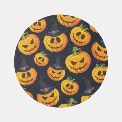 Halloween Pumpkin Vintage Witch Pattern Rug