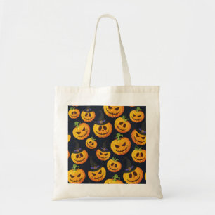 Halloween Pumpkin: Vintage Witch Pattern Tote Bag
