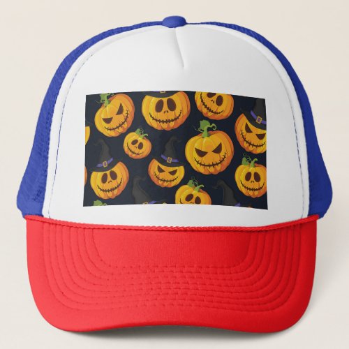 Halloween Pumpkin Vintage Witch Pattern Trucker Hat