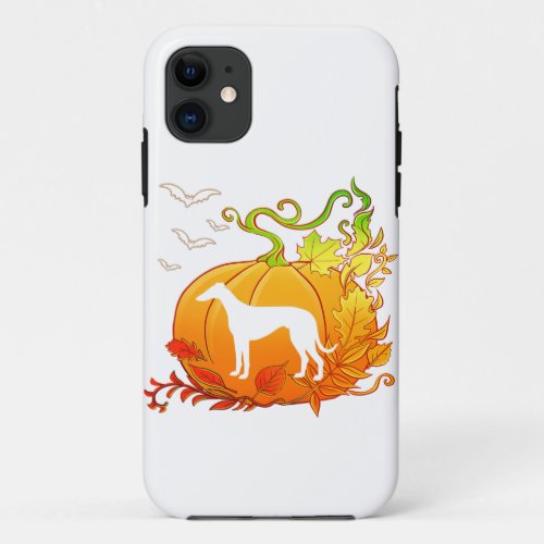 Halloween Pumpkin Whippet Silhouette Dog  Dog Gif iPhone 11 Case