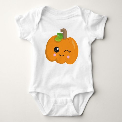 Halloween Pumpkin Winking Pumpkin Trick Or Treat Baby Bodysuit