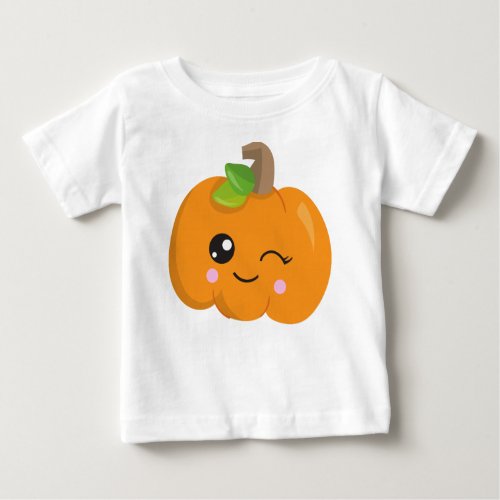 Halloween Pumpkin Winking Pumpkin Trick Or Treat Baby T_Shirt