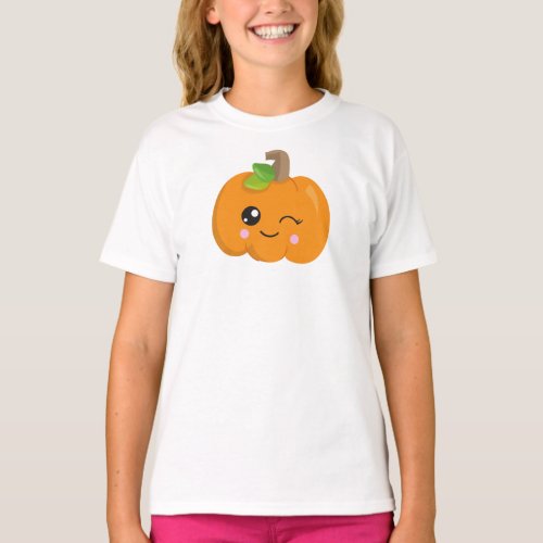 Halloween Pumpkin Winking Pumpkin Trick Or Treat T_Shirt