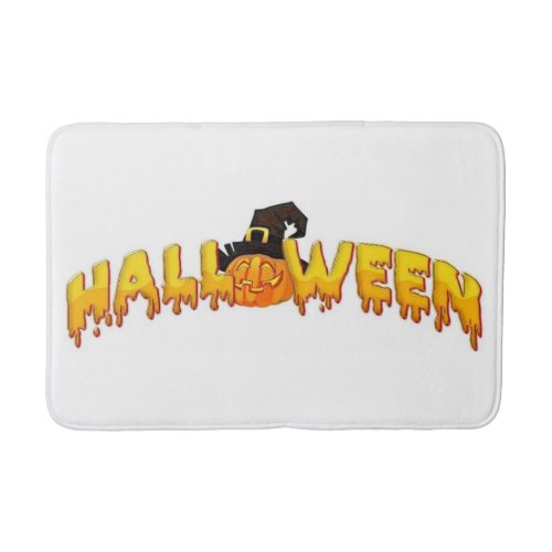 Halloween pumpkin witch bath mat