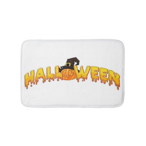 Halloween pumpkin witch bath mat