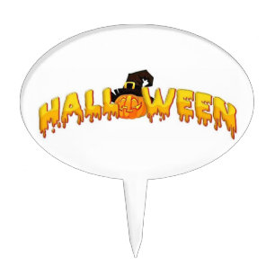 Halloween pumpkin witch cake topper