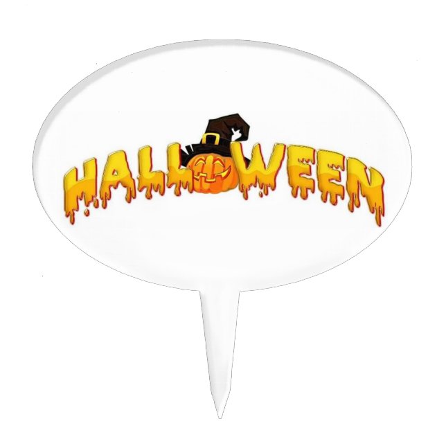 Halloween pumpkin witch cake topper (Front)
