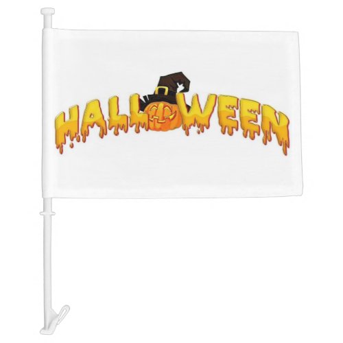 Halloween pumpkin witch car flag