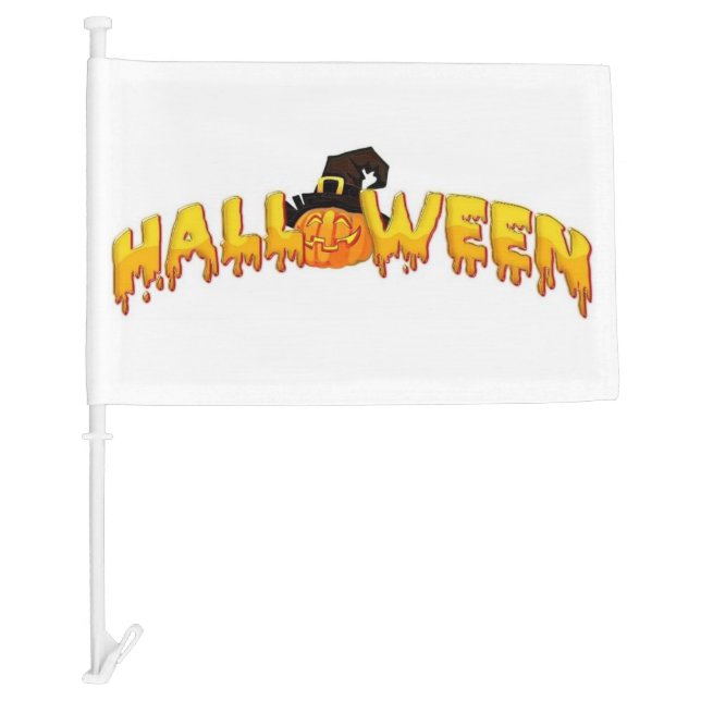 Halloween pumpkin witch car flag (Front)