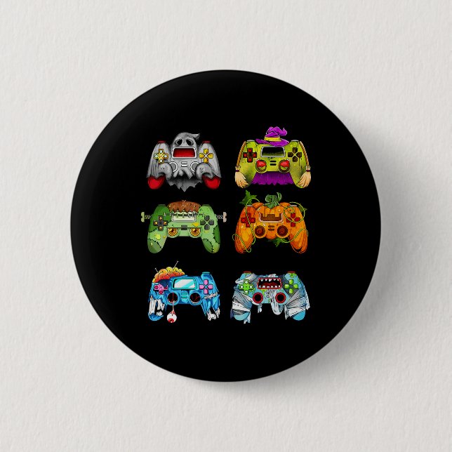 Halloween Pumpkin Witch Gaming Controllers Zombie  Button (Front)