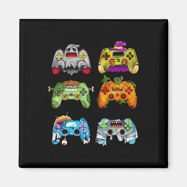 Halloween Pumpkin Witch Gaming Controllers Zombie  Magnet (Front)