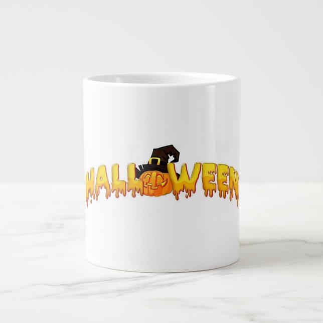 Halloween pumpkin witch giant coffee mug (Front)