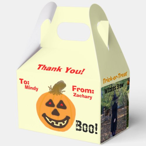 Halloween Pumpkin Witch Godfather Groovy Thank You Favor Boxes