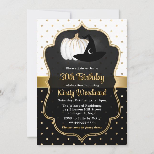 Halloween Pumpkin & Witch Hat Birthday Party Invitation (Front)