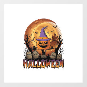 Halloween Pumpkin Witch Hat Black Cat Full Moon_1 Floor Decals