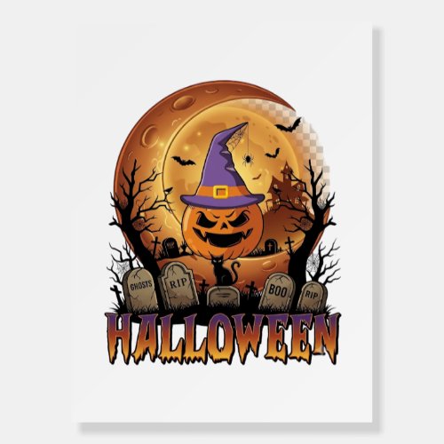 Halloween Pumpkin Witch Hat Black Cat Full Moon_1 Foam Board