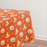 Halloween Pumpkin Witch Hat on Large Orange  Tablecloth