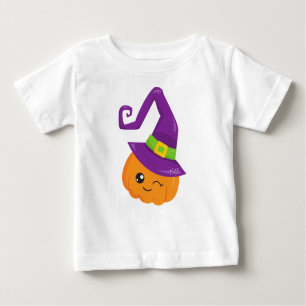 Halloween, Pumpkin, Witch Hat, Trick Or Treat Baby T-Shirt