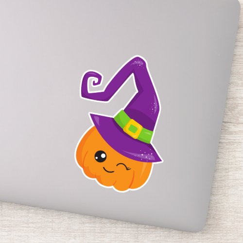 Halloween Pumpkin Witch Hat Trick Or Treat Sticker