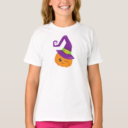 Halloween Pumpkin Witch Hat Trick Or Treat T_Shirt