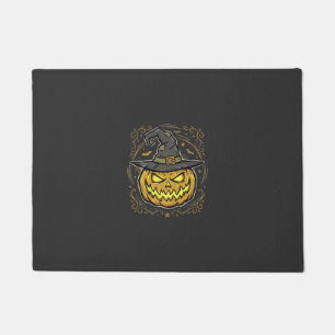 Halloween Pumpkin Witch Hat Vector Design Doormat