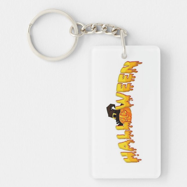 Halloween pumpkin witch keychain (Front)
