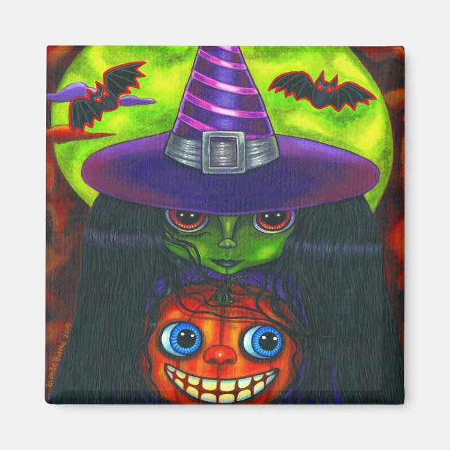 Halloween Pumpkin Witch Magnet (Front)