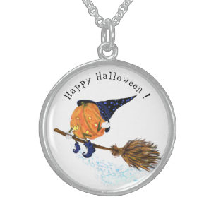 Halloween Pumpkin Witch Necklace