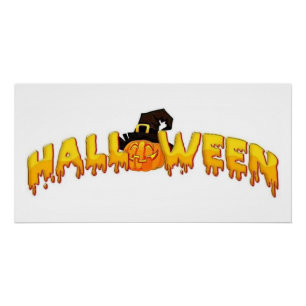 Halloween pumpkin witch poster