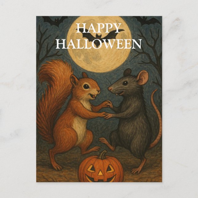 Halloween Pumpkin Witch Scary Night Postcard (Front)