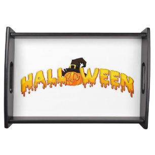 Halloween pumpkin witch serving tray