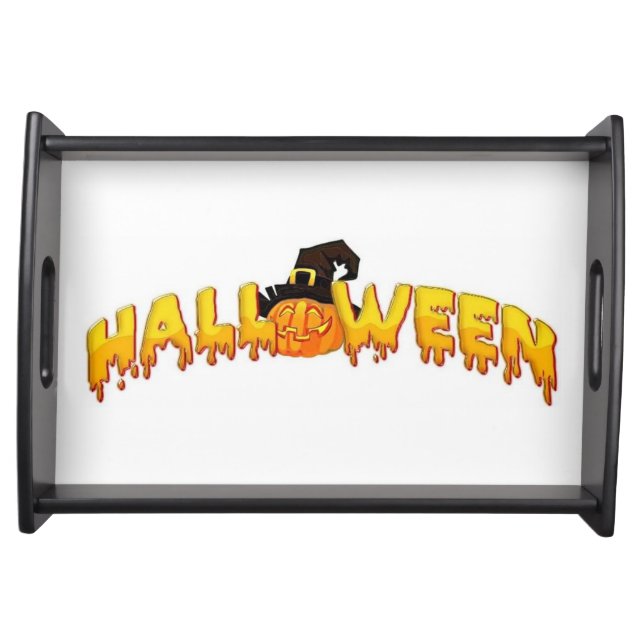Halloween pumpkin witch serving tray (Front)