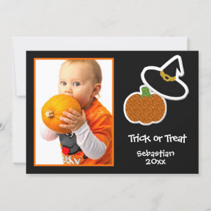 Halloween Pumpkin & Witches Hat Photo Frame- Card