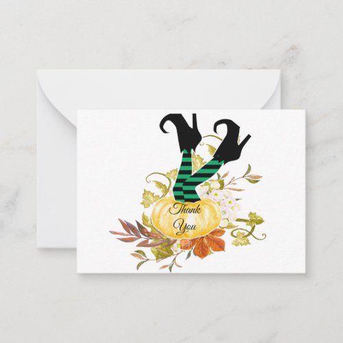 Halloween Pumpkin Witches Legs Thank You Card