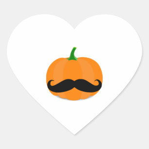 halloween pumpkin with beard heart sticker
