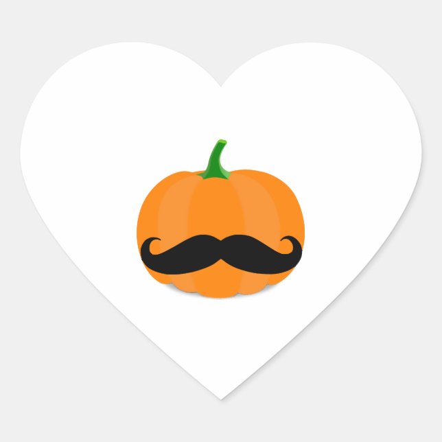 halloween pumpkin with beard heart sticker (Front)