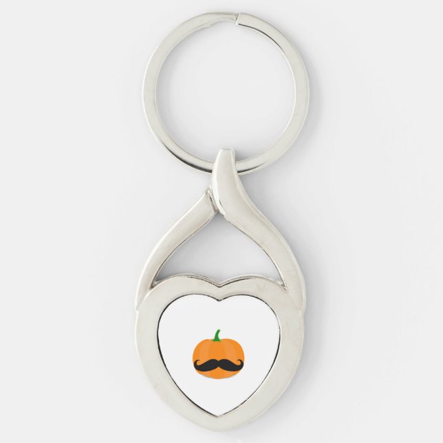 halloween pumpkin with beard keychain (Front)