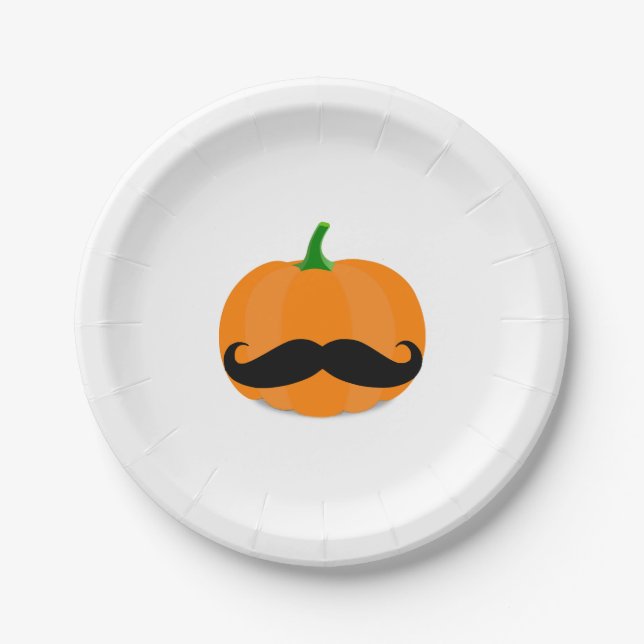 halloween pumpkin with beard paper plates (Front)